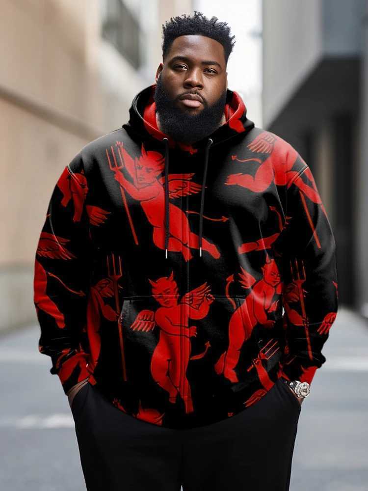 ZOOY (L-9XL) Plus Size Mens Skull Hip Hop Graffiti Street Long Sleeve Zipper Hoodie X241228