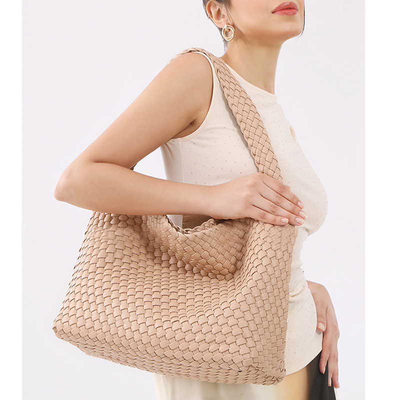 2024 New Vegan Leather Shoulder For Women Woven Soft Handmade Purses And Handbags Large Capacity Top-Handle Hobo Bag