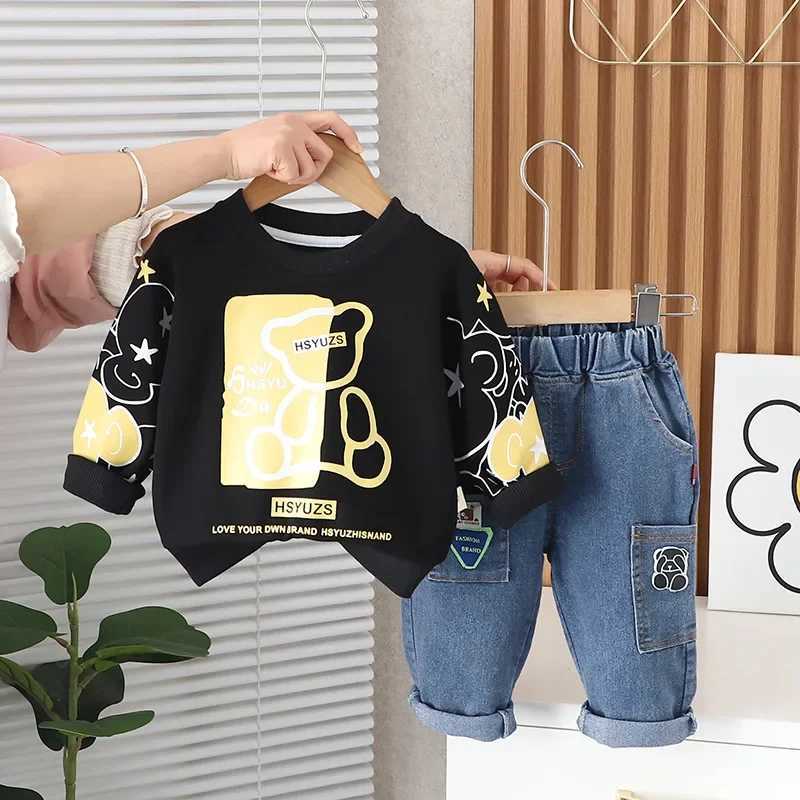2024 New Spring Baby Boy Clothes 1 to 5 Years Causal Cartoon O-neck Pullover Long Sleeev T-shirts and Pants Kids Boys Outfit Set X241228