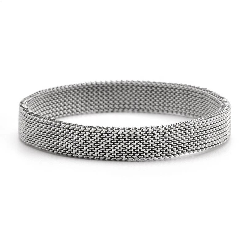 Fashion Stainless Steel Jewelry Elastic Spring Wrist Band Stretch Mesh Bracelets Unique Colorful Bangles 241227