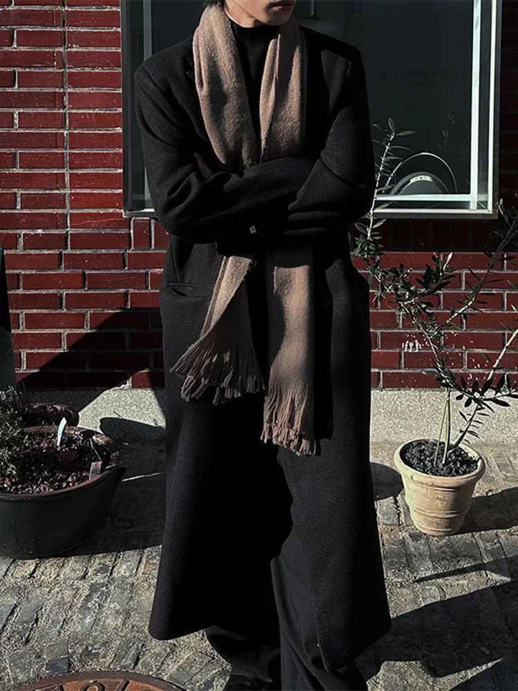 LUZHEN Long Woolen Coat Liner Cotton Mens Windbreaker Coat Simplicity Vintage Korean Versatile Clothing Men Trench 2024 LZ7496 W241228