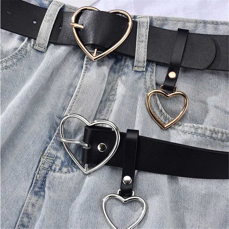 Cute Leather Belt Metal Heart Shape Buckle Camel White Black Retro PU Waistband Designer Skirts Pants Strap for Women Girls W241228