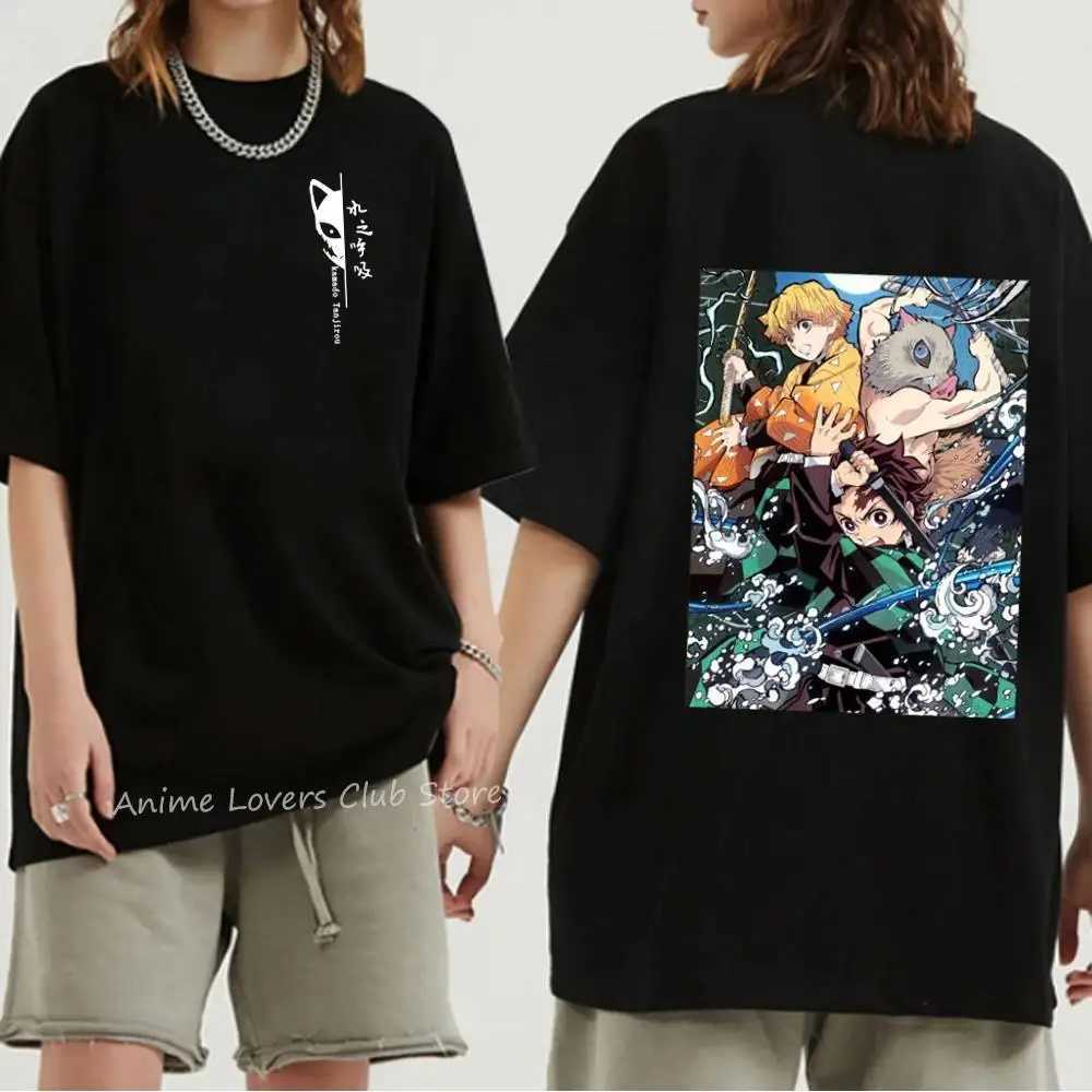 Japanese Anime Demon Slayer Graphic Print T Shirt Fashion Casual Crew Neck Short All Plus Size T Shirt Women W241228