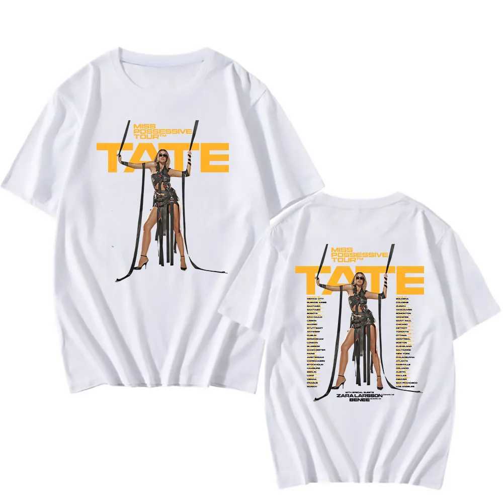 Miss Possessive Tour 2025 T-shirt Tate McRae 2hands Printing Tshirts Soft Round Neck Comfortable T-shirt Cotton Ts Men Women X241228