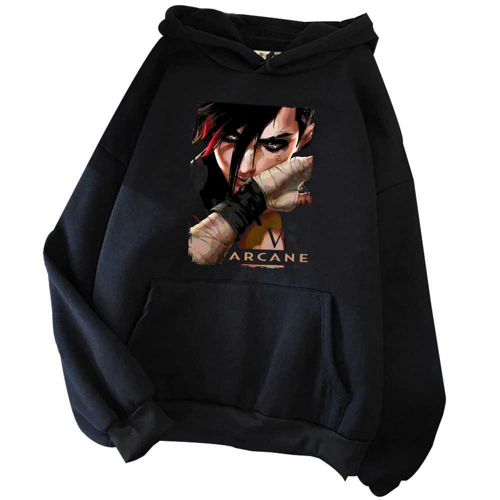 Arcane Vi Hoodie Harajuku Pullover Tops Sweatshirt Fans Gift X241228