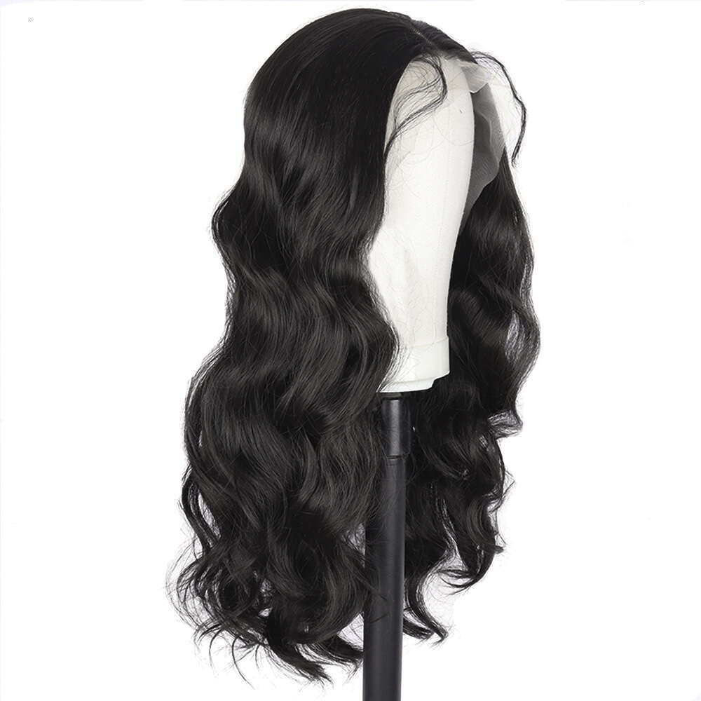 Black 13 * 4 Front Wig, Women's Long Curly Hair Synthetic Headband, Body Wave Lace Wig Kq2 Kq2