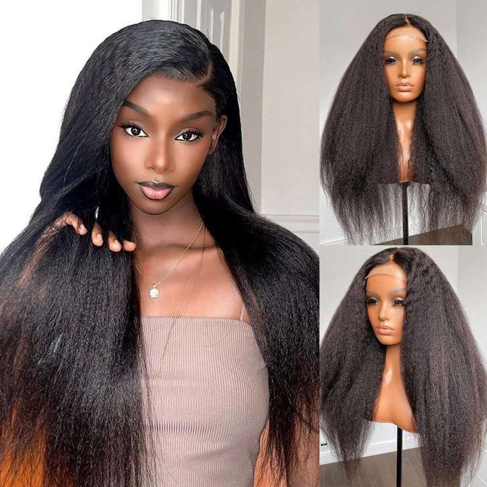 13 * 4 Front Lace Headband With Acrylic Pattern, Curly Real Wig, Straight Hair Kq1 Kq1