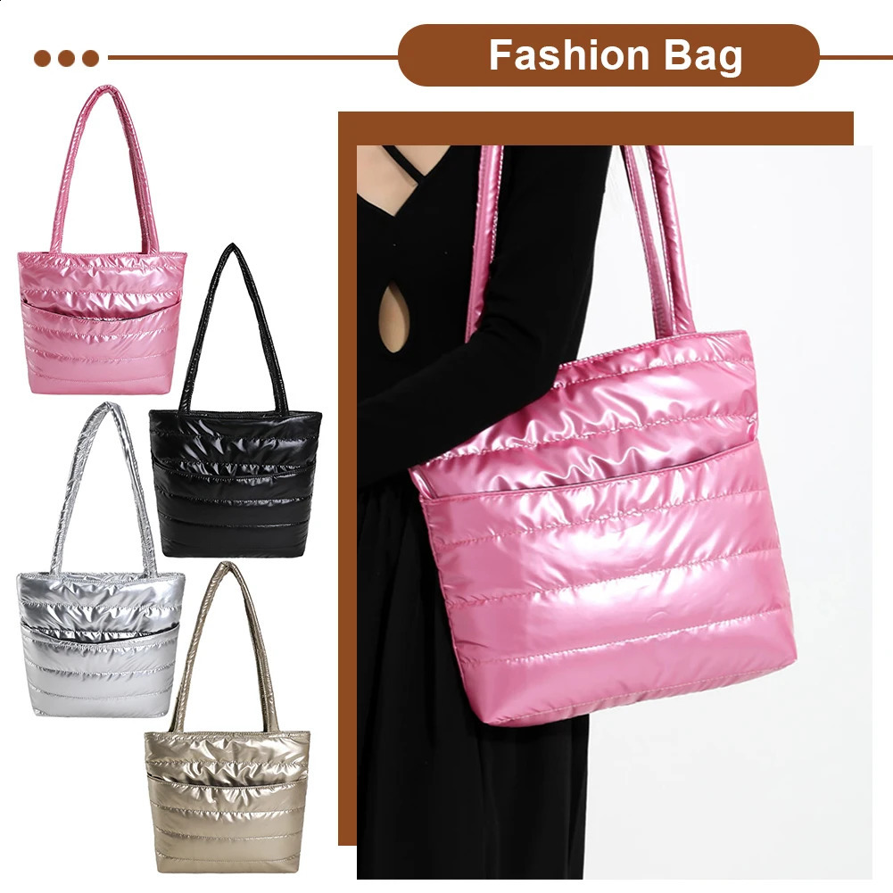 Women Quilted Shoulder Bag Large Capacity Top Handle Bag Versatile Lightweight Handbag Winter Dating Bag 241228