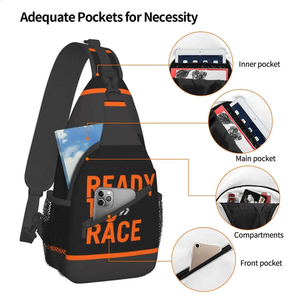 Motor Ready To Race Small Sling Bags Chest Crossbody Shoulder Sling Backpack Outdoor Sports Daypacks Enduro Cross Casual Satchel 241228