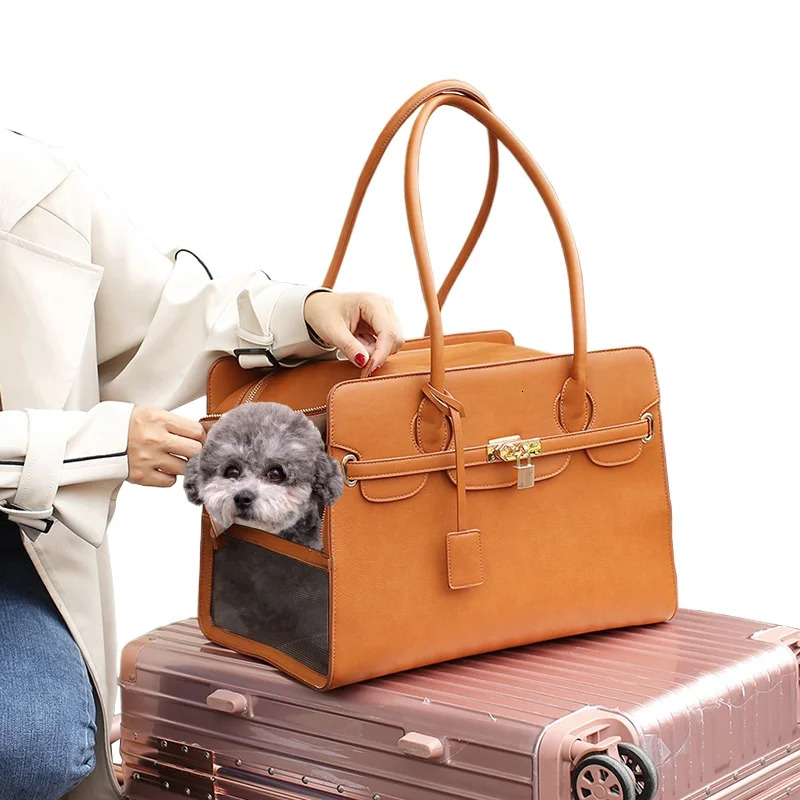 New PU Leather Carrier Breathable For Puppy Cat Fashion Dog One-Shoulder Bag Portable Pet Travel Handbag