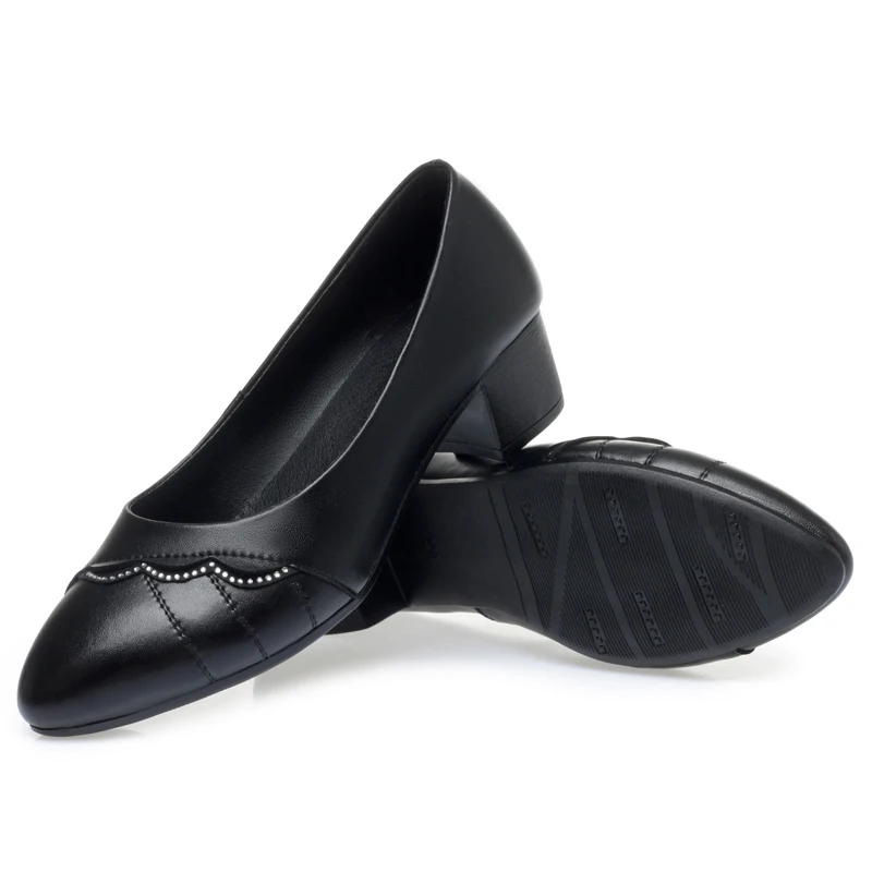 AIYUQI Dress Shoes Women Mid-heel Spring Genuine Leather Women's Office Shoes Large Size Work Shoes Women