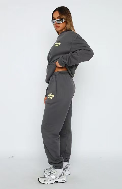 Women's Loose Fit Tracksuit Set - Two Piece Hooded Sweatshirt and Jogger Pants for Casual or Sportswear C260312