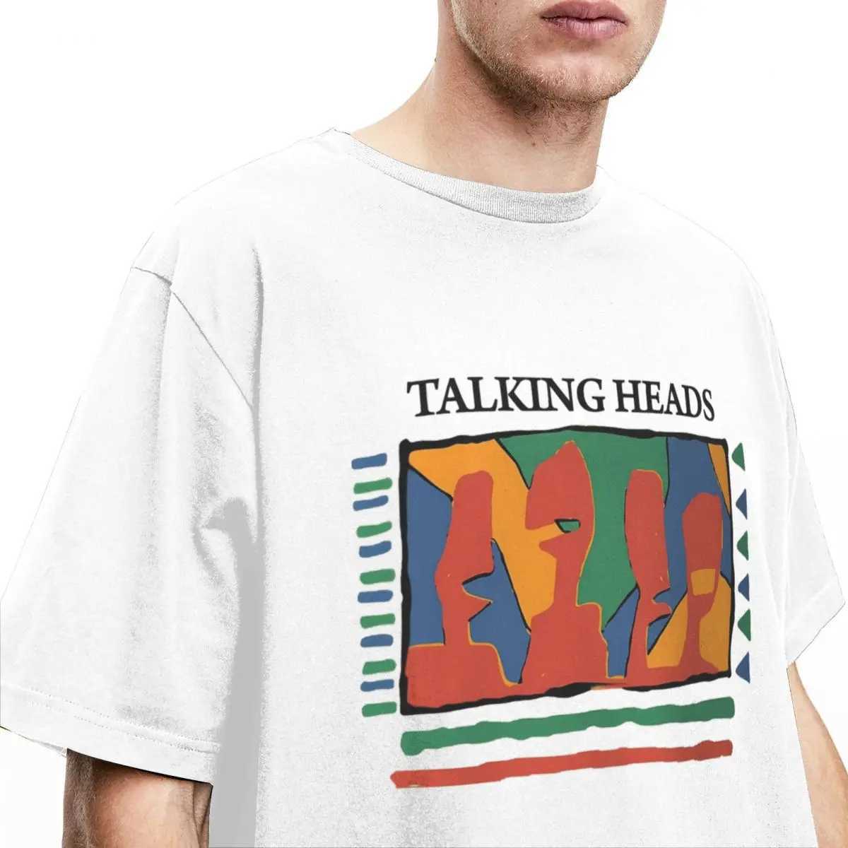 Interesting Talking Head Band Mens T-shirt Round Neck Cotton T-shirt Back Punk Short Sleeve Sleve T-shirt Clothing X241228