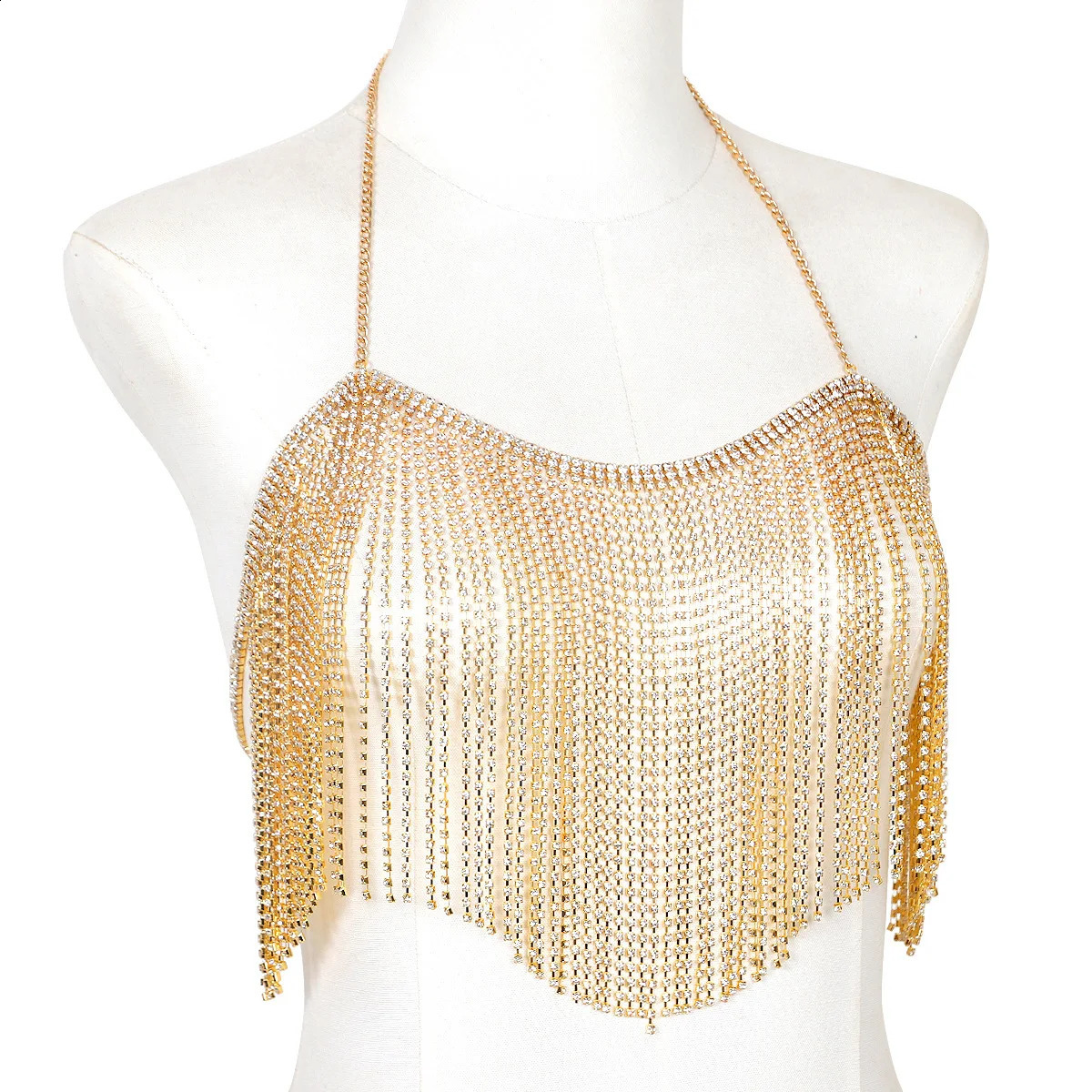 Trend In Tassels Hip Hop Style Rhinestone Chest Chain Nightclub Womens Body Chain Jewelry 241227