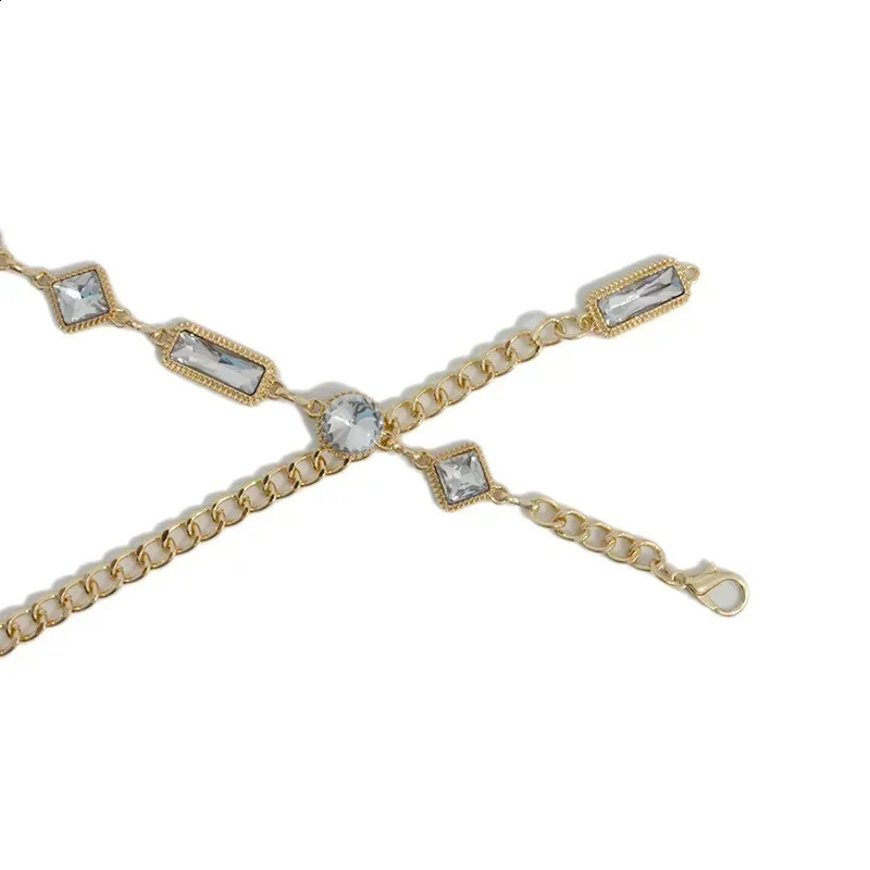 Fashion Lady Acrylic Crystal Metal Waist Chain Dress Coat Sweater Suit Decoration Belts for Women er 241227