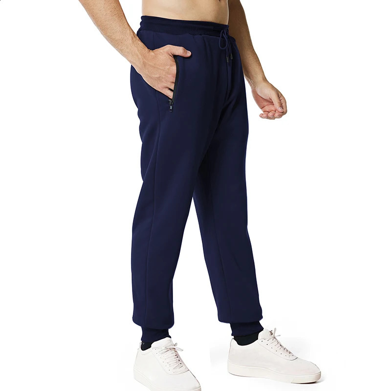 Sweatpants Side Zipper Pockets Men Joggers Track Pants Elastic Waist Sport Casual Trousers Baggy Fitness Gym Clothing 241226