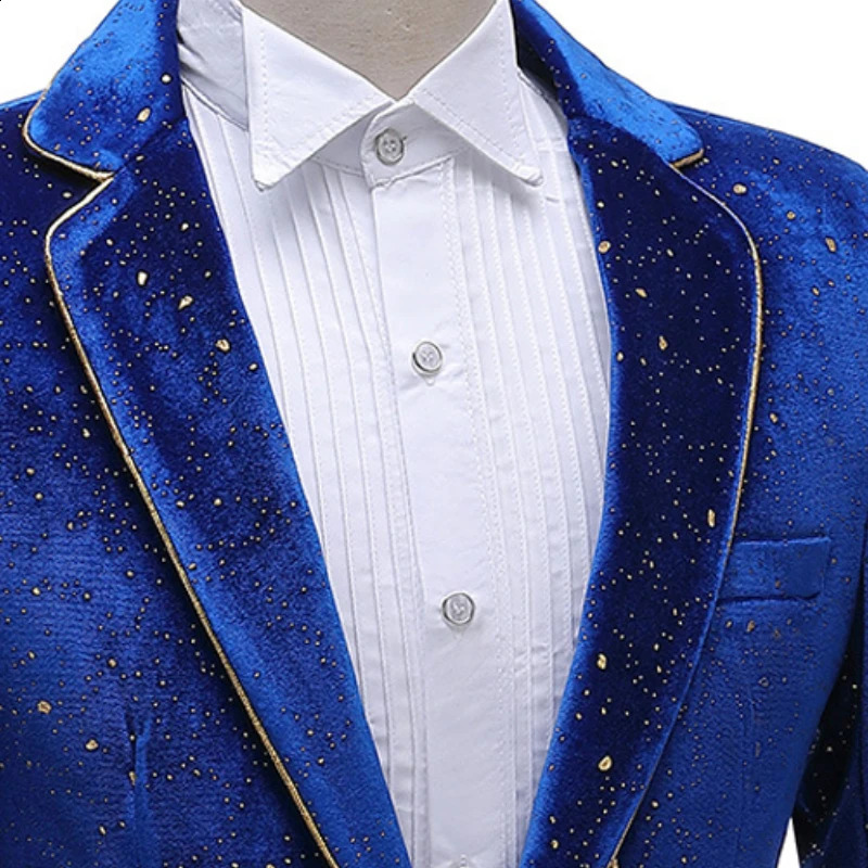 Green One Button Velvet Dress Suits Pants Men Slim Fit Mens Tuxedo Suit Dinner Party Wedding 241227