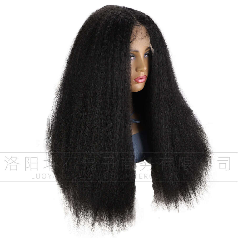Women's Front Lace Yaki Wig Medium Split Straight Hair 13 4 * 1 Synthetic Headset T Part Lace Kq2 Kq2