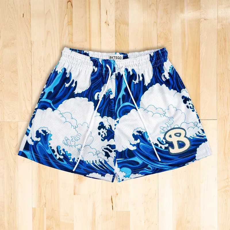 American BKTSQD trendy mesh retro shorts for mens casual quick drying sports running and fitness basketball quarterback XJ250228