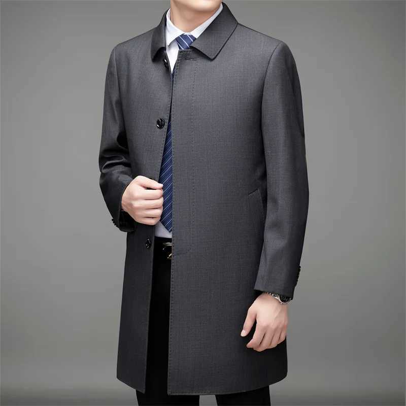 2023 spring Long style coat Men Business male Trench Coat Mens Casual Windbreakers Male Good Quality Jackets men size M-4XL W241228