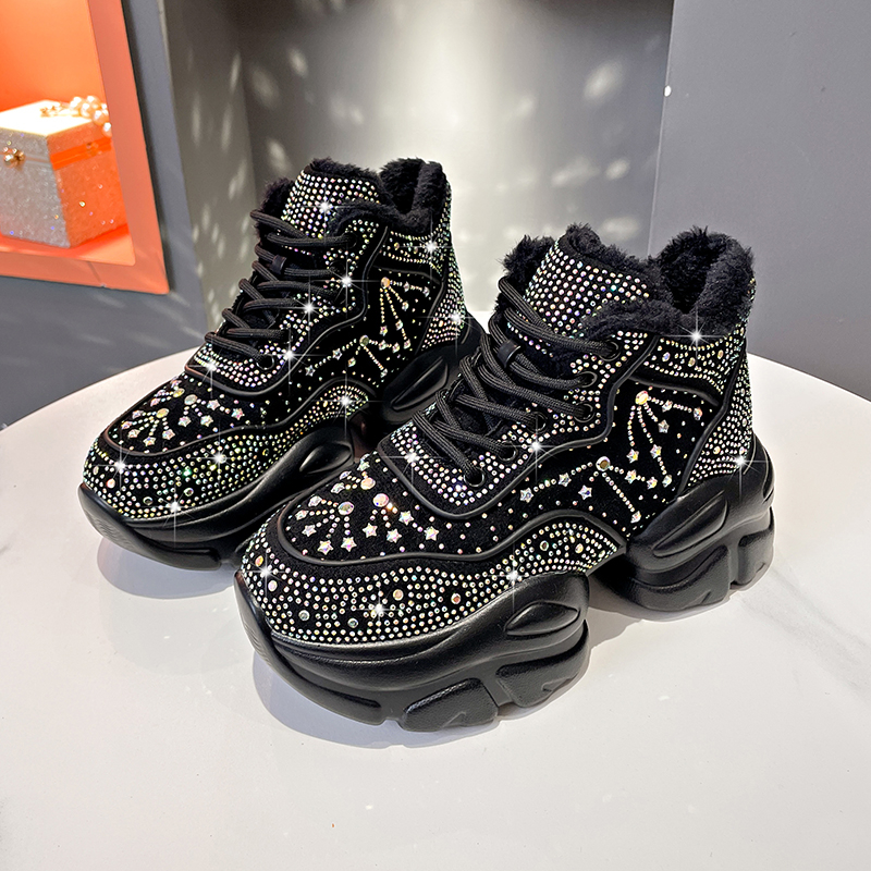 Fashion Luxury Women's Shoes New Winter Warm Women's Sneakers Diamond Designer Casual Ankle Boots Platform Shoes High quality warm snow boot