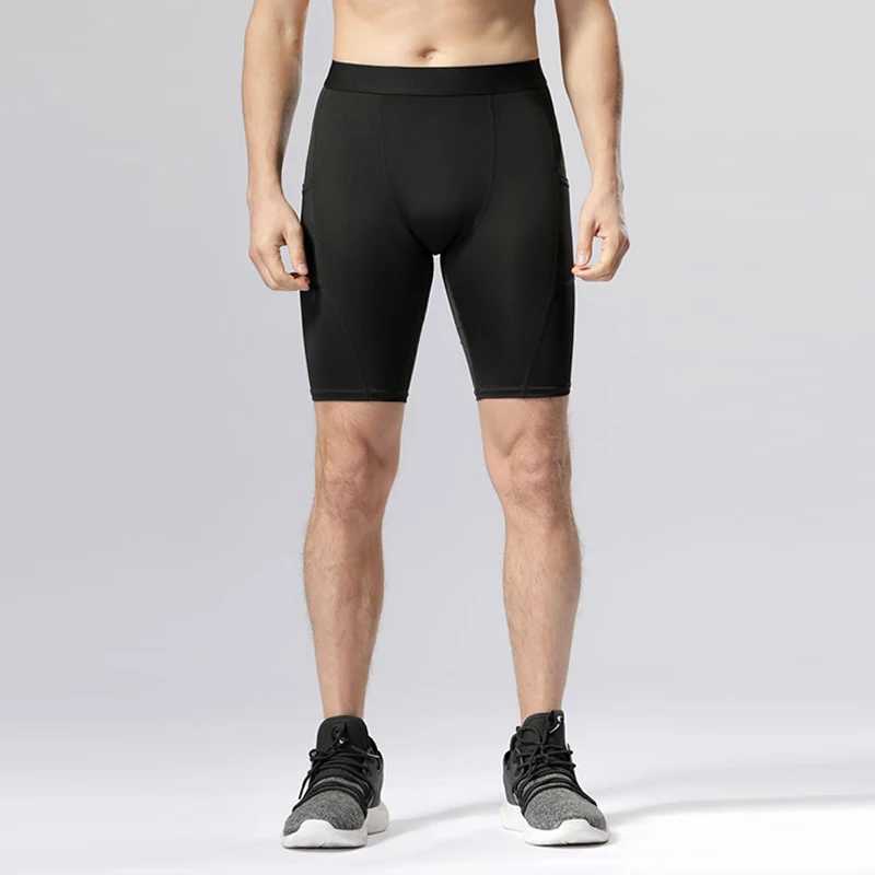 Mens sports shorts pocket running tight fitting gym tight fitting mens yoga shorts mens spandex compression shorts W250324