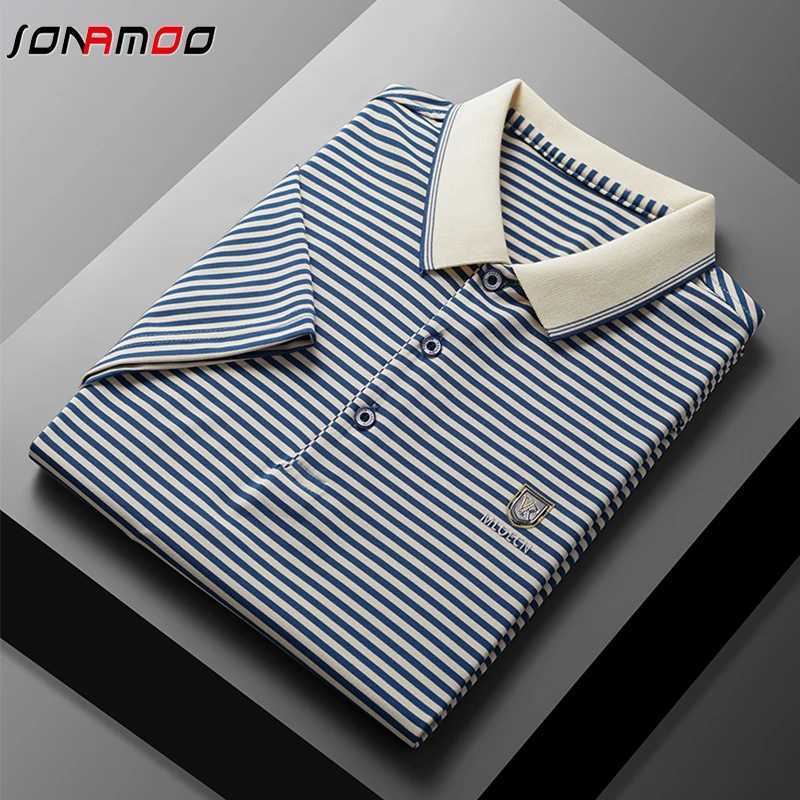 2024 mens new striped cotton business casual short sleeved shirt shirt fashionable comfortable and breathable top X241228