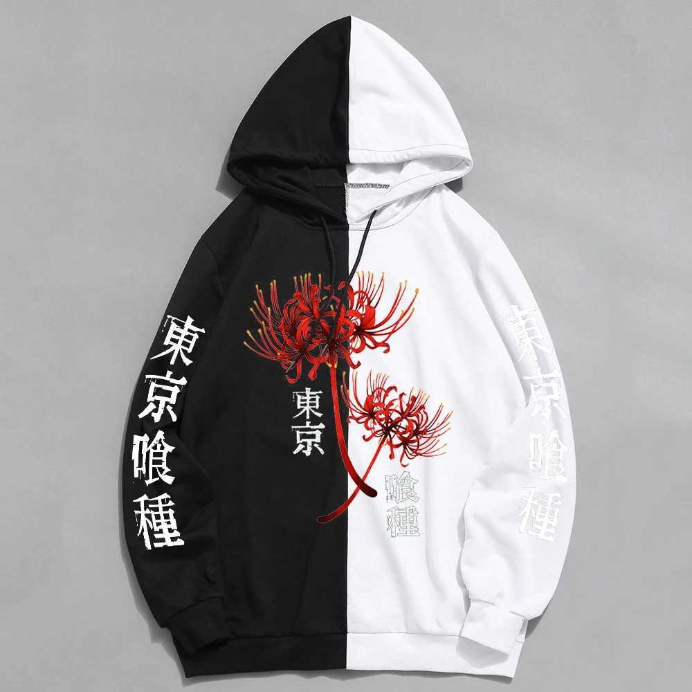 Tokyo Ghoul Spider Lily Hoodie Anime Kanekiken Pullover Long Sleeve Loose Womens Mens Harajuku Oversized Unisex Sweatshirt M241228