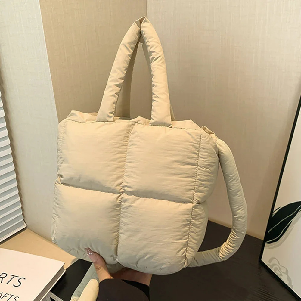 Puffy Space Cotton Bags for Women Nylon Quilted Women Handags Down Pad Bags Shoulder Crossbody Bag Small Shopper Tote 241227