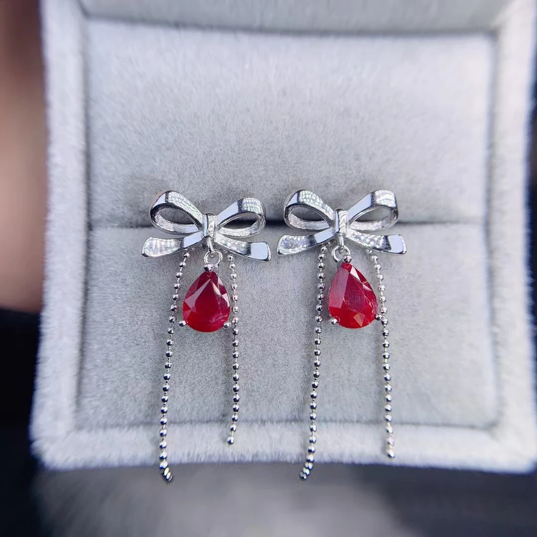 KJJEAXCMY Fine Jewelry Natural Ruby Earrings For Women S925 Pure Silver Exquisite Inlaid High Clarity Gem Support Testing 241226