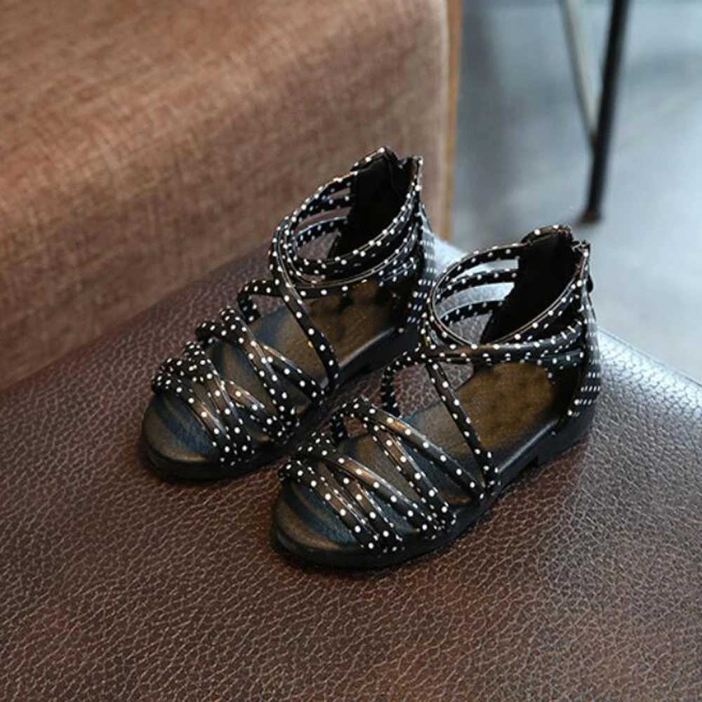 Lovirs Girls Cross Tied and Open Toe Roman Sle Flats Ankle Wrap Toddler Shoes Fashion Sweet Dress W241228