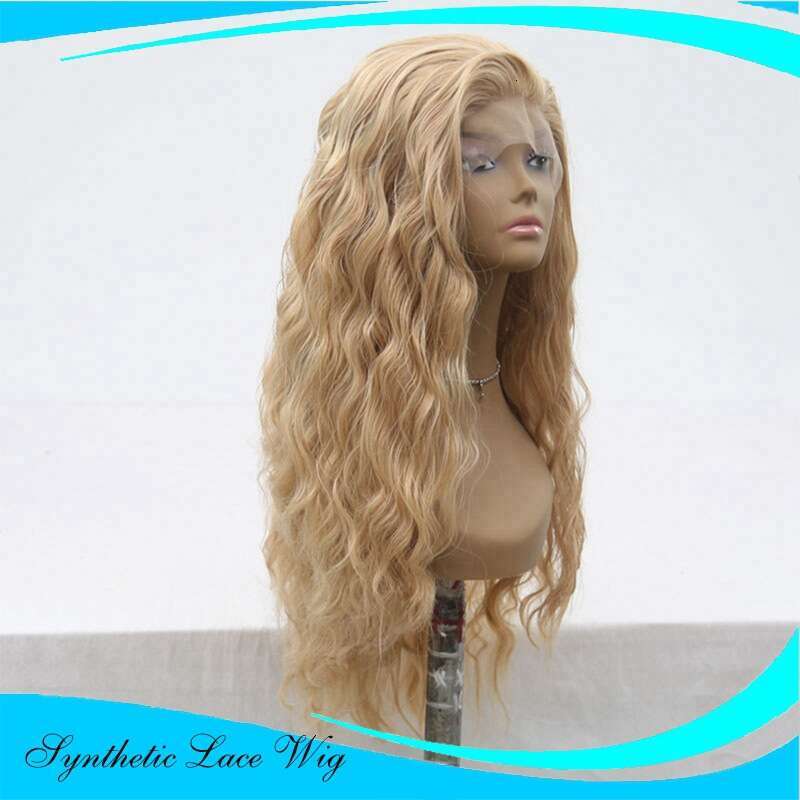 13 * 2.5 Synthetic Lace Wig With Mixed Gold Small Curly And Long Hair Full Head Cover Kq2 Kq2