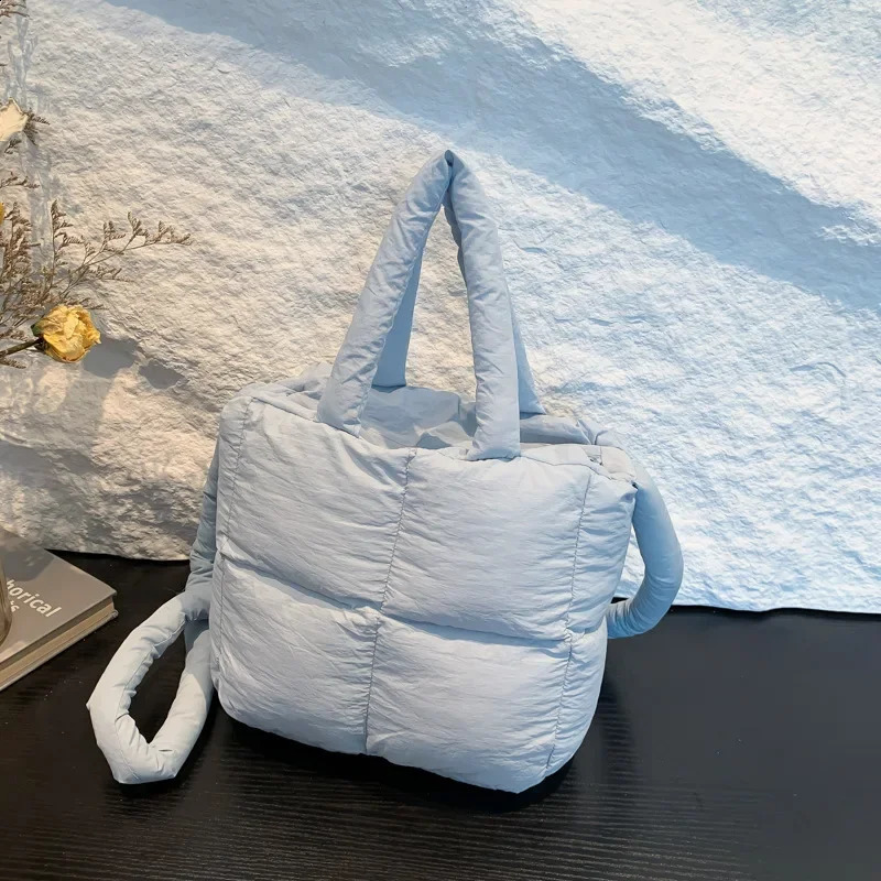 Puffy Space Cotton Bags for Women Nylon Quilted Women Handags Down Pad Bags Shoulder Crossbody Bag Small Shopper Tote 241227