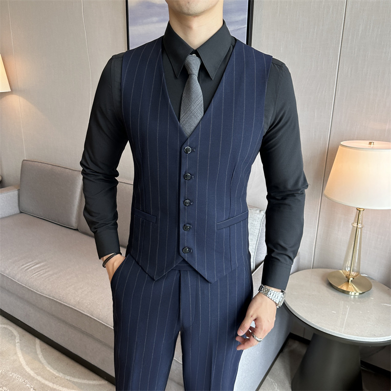 L1227Striped suits high-end slim business groom best man wedding