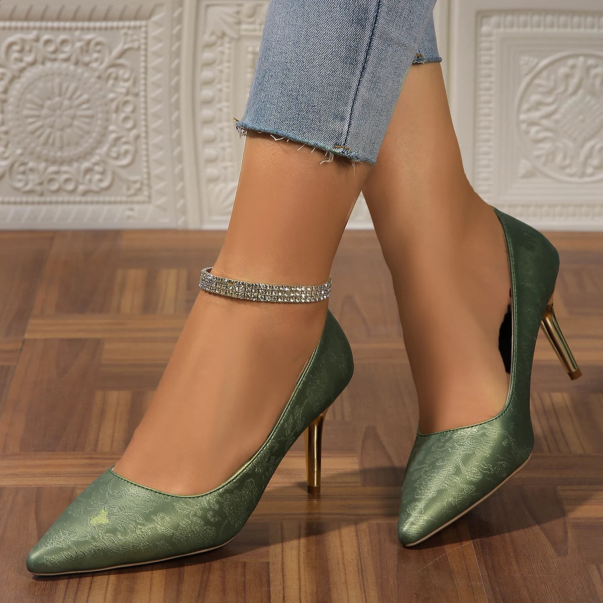 Womens Pointed Toe Heeled Shoes Autumn Sexy Shallow Thin Heel DOrsay Shoes for Women Pumps Dress Party Womens High Heel Shoes 241228