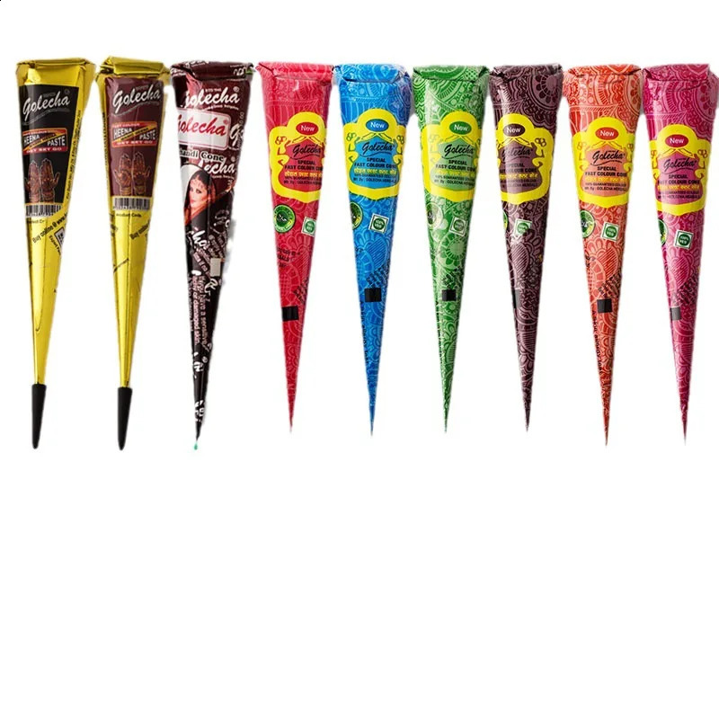 Henna Tattoo Paste Black brown red white Henna Cones Indian For Temporary DIY Tattoo Sticker Body Paint Cone henne 241224
