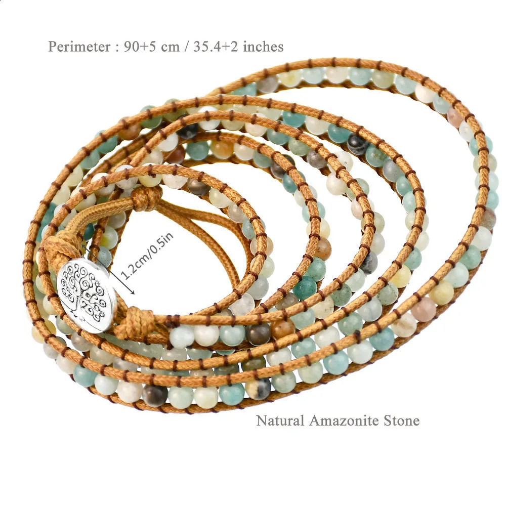 Natural Stone Item Multi-layer Winding Bracelet Bohemian Womens Classic Versatile Handmade Jewelry 241227