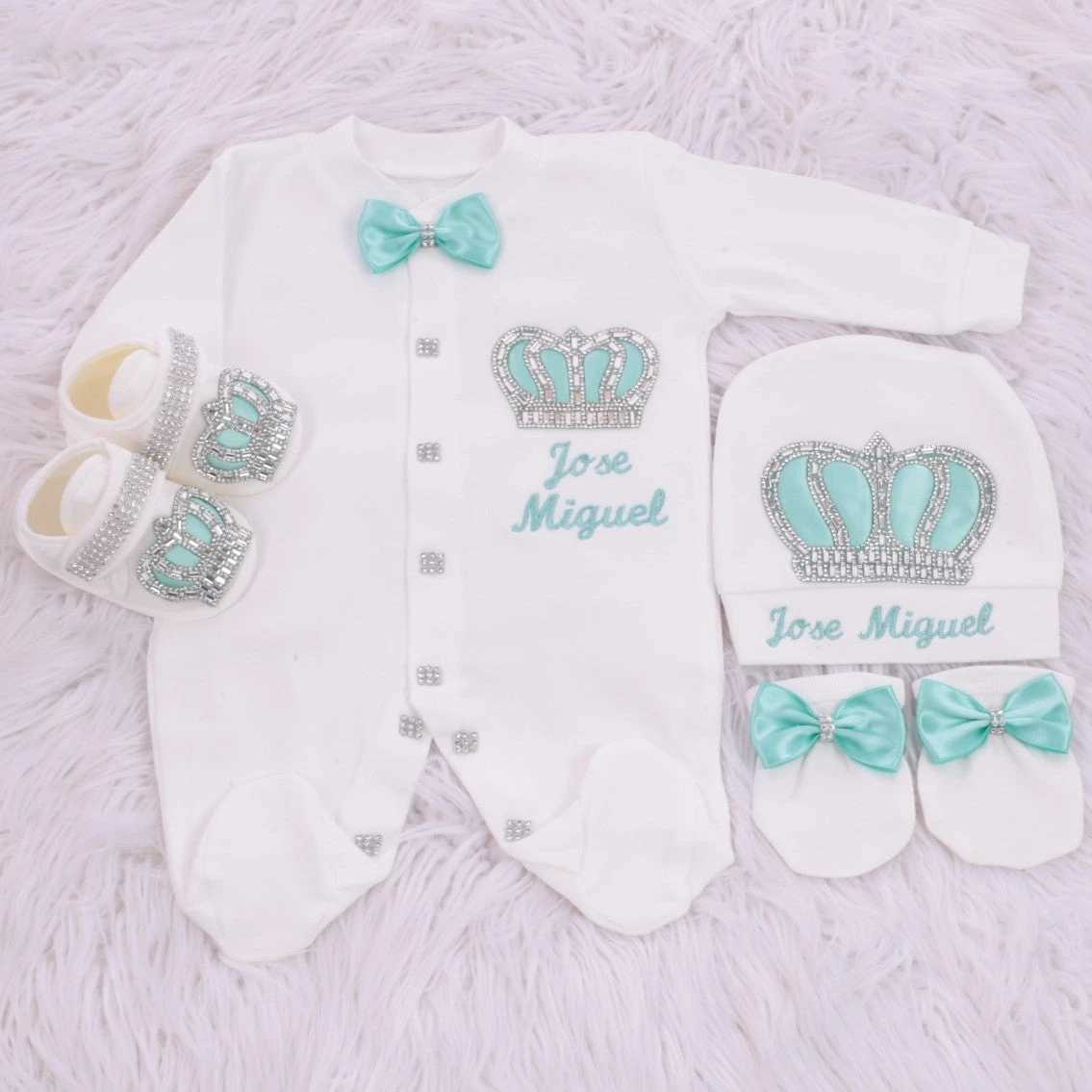 Custom Name Turkey Rompers Clothes Babies Newborn Crown Jewelry Luxury 4 Pieces Baby Romper Set With Shoes 0-12 Months X241228