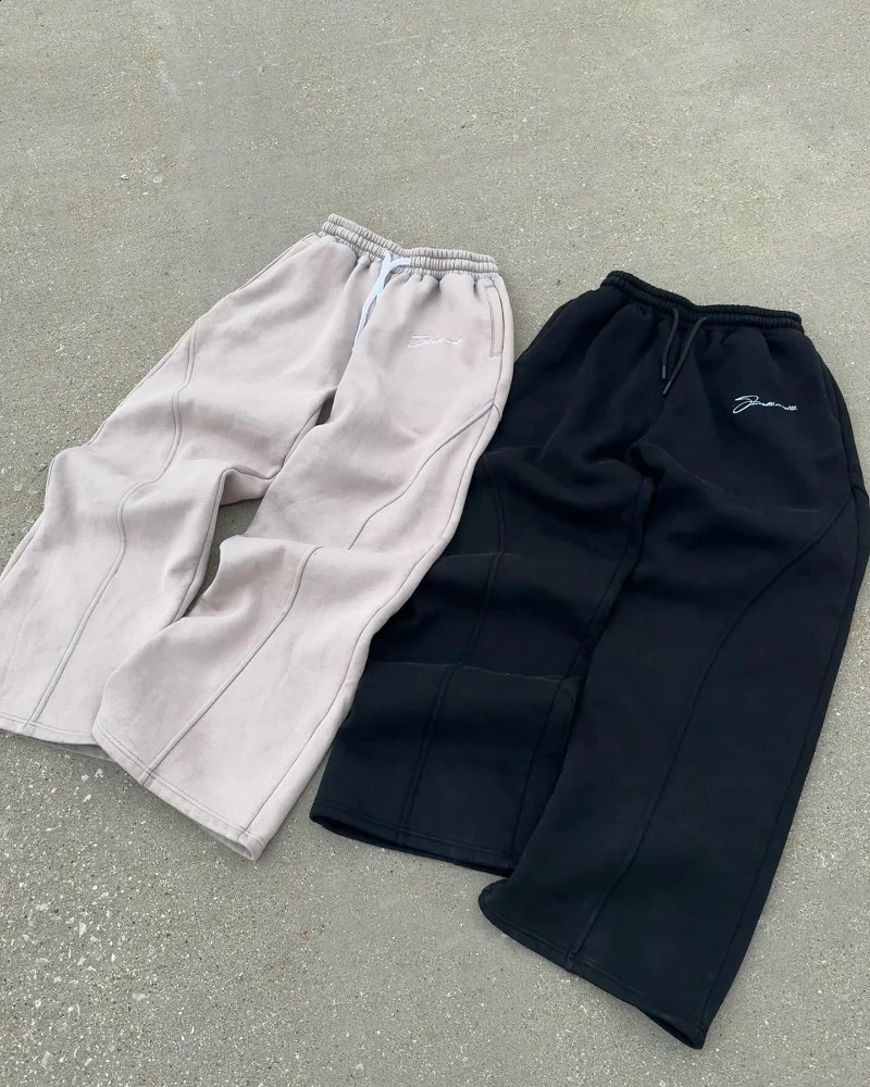 Y2K pants casual fashion couple men and women elastic waist wide leg pants High street trend Harajuku loose sweater 241227