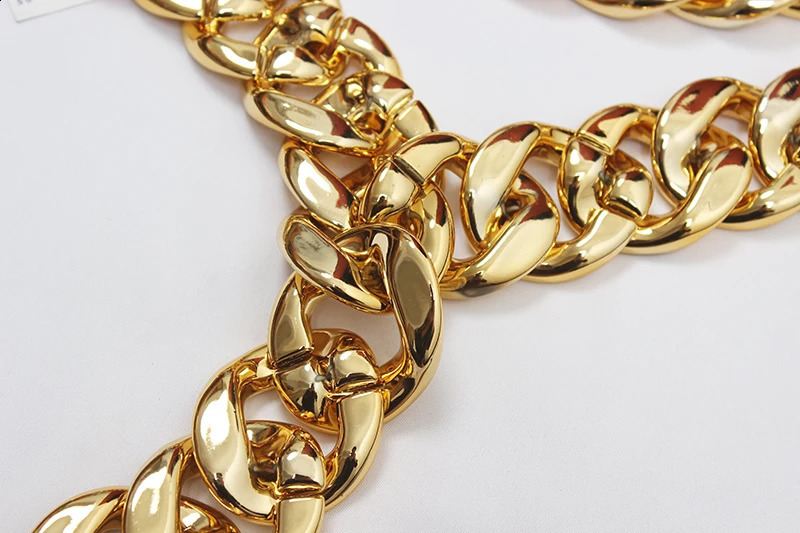 Womens runway fashion gold chain Cummerbunds female Dress coat Corsets Waistband Belts decoration wide belt R3507 241227