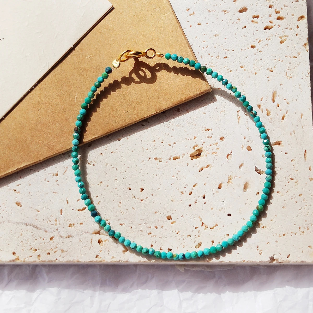 925 Sterling Silver Faceted Turquoise Bracelet Dainty Natural Stones Unique Womens Bohemian Bracelet 241227