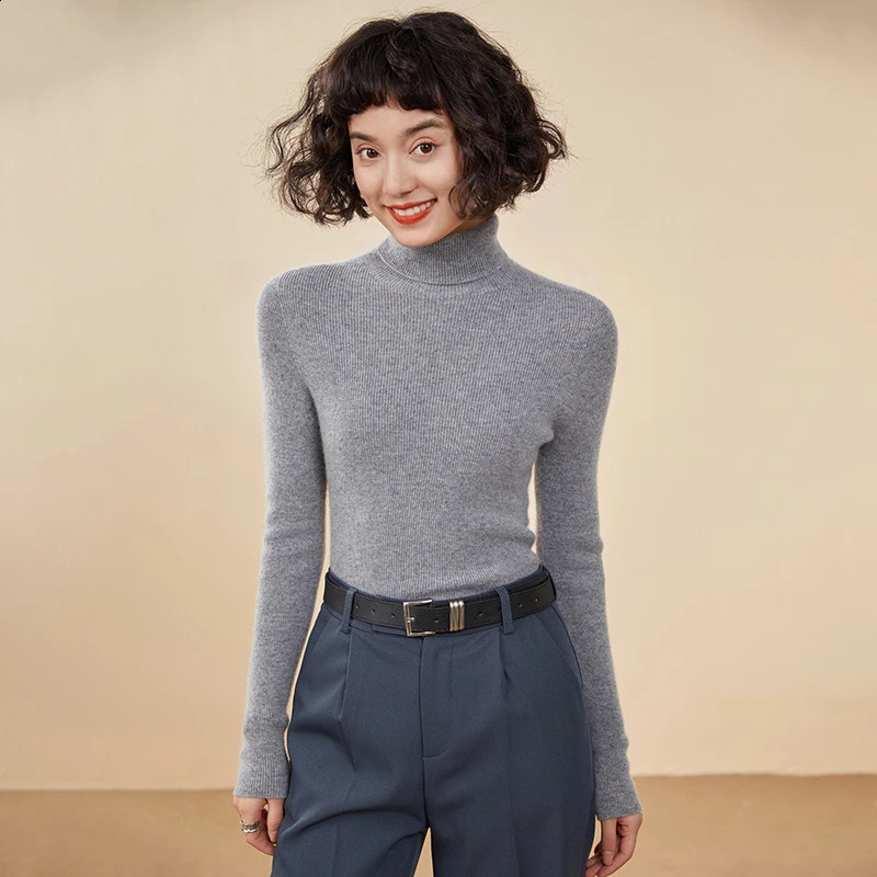 100 Cashmere Womens Sweater AutumnWinter Knitted High Collar Hoodie Solid Color Selling Clothing 241223