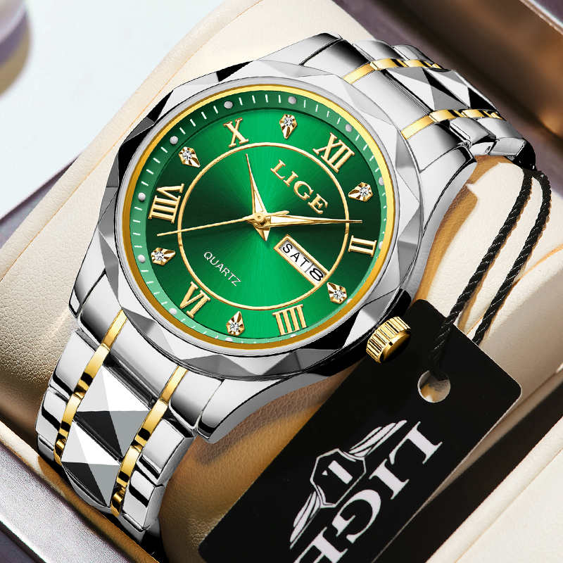 LIGE Men's Quartz Watch Men's Classic Traditional Watch Stainless Steel strap Men's Casual Waterproof Watch Youth Fashion Watch Student