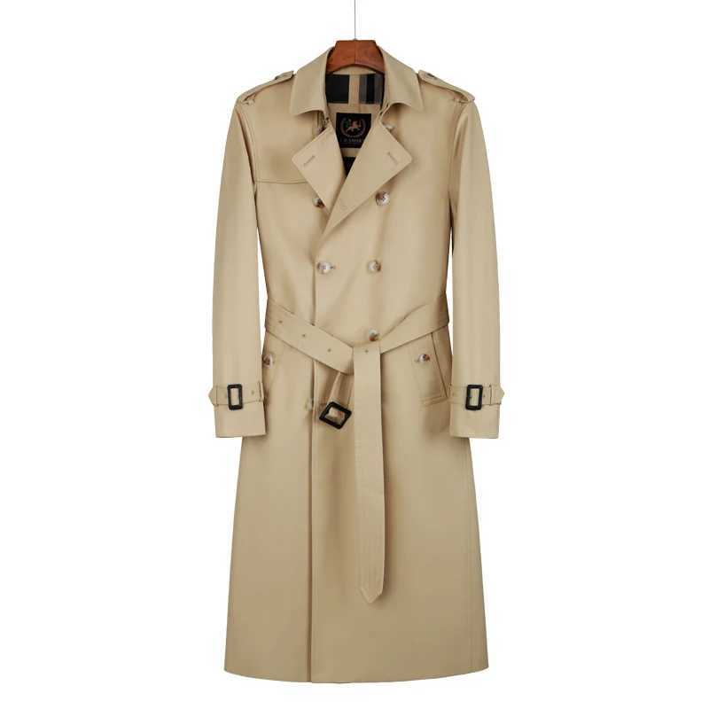 mens windbreaker Over the knee spring and autumn double breasted Business work long trench coat men W241228
