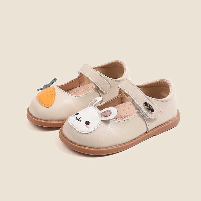 Autumn Genuine Leather Rabbit Carrot Baby Girls Flat Shoes High Qu Arch Insole Little Kids Mary Jane Shoes W241228