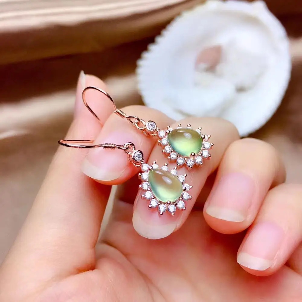 The GiftFor your girl Friend Prehnite Earring Natural And Real 925 sterling silver Prehnite Earring 241226
