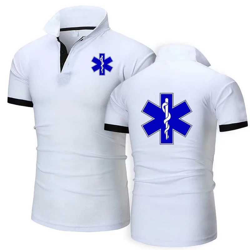 EMT nursing emergency medical service shirt shirt mens casual T-shirt high-quality matching colored cotton mens lapel shirt X241228