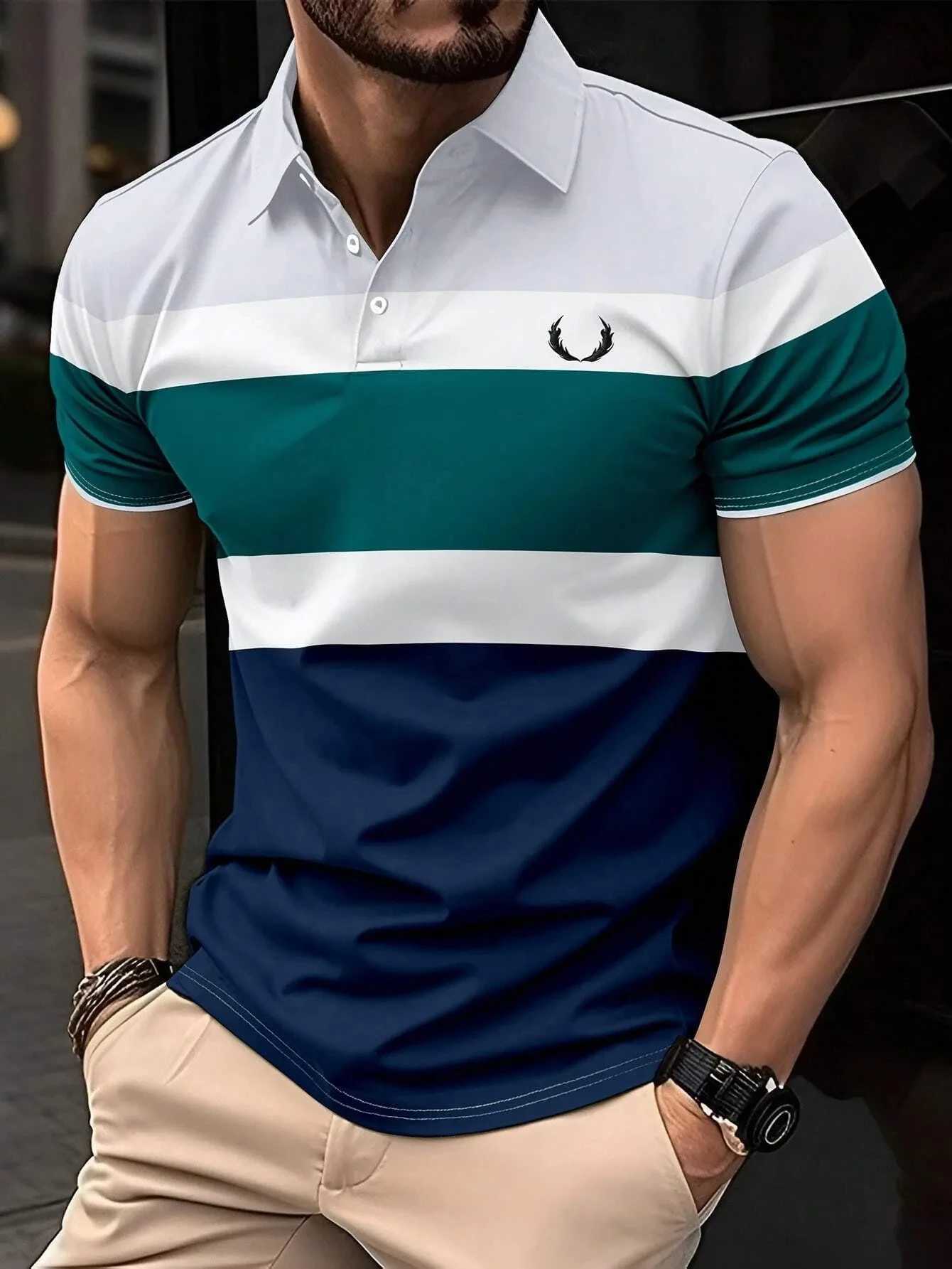 Summer best-selling mens button shirt shirt collar short sleeved zipper casual sports solid color stand trend collar T-shirt X241228