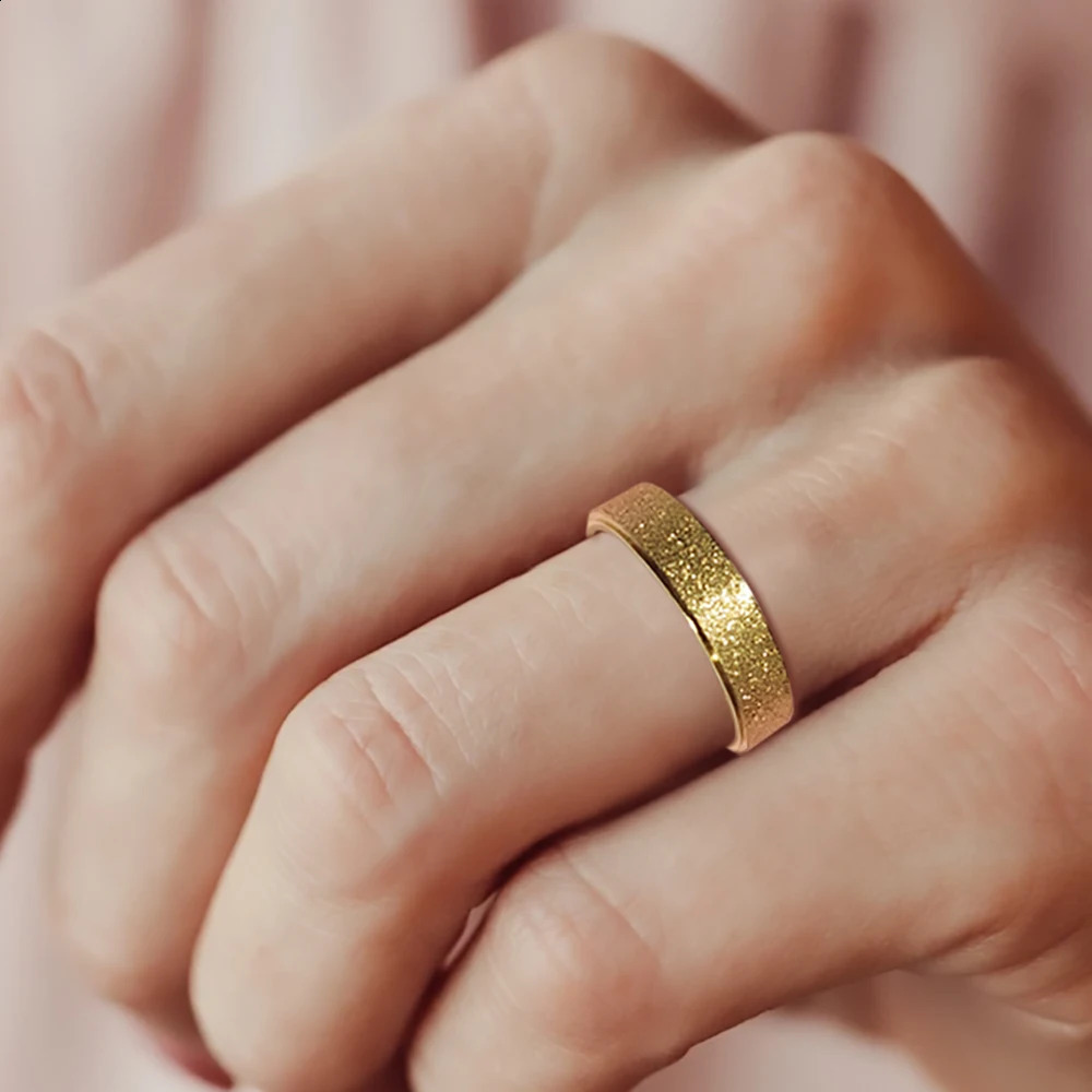 highquality simple frosted stainless steel womens ring 235MM wide gold suitable for girls jewelry 241210