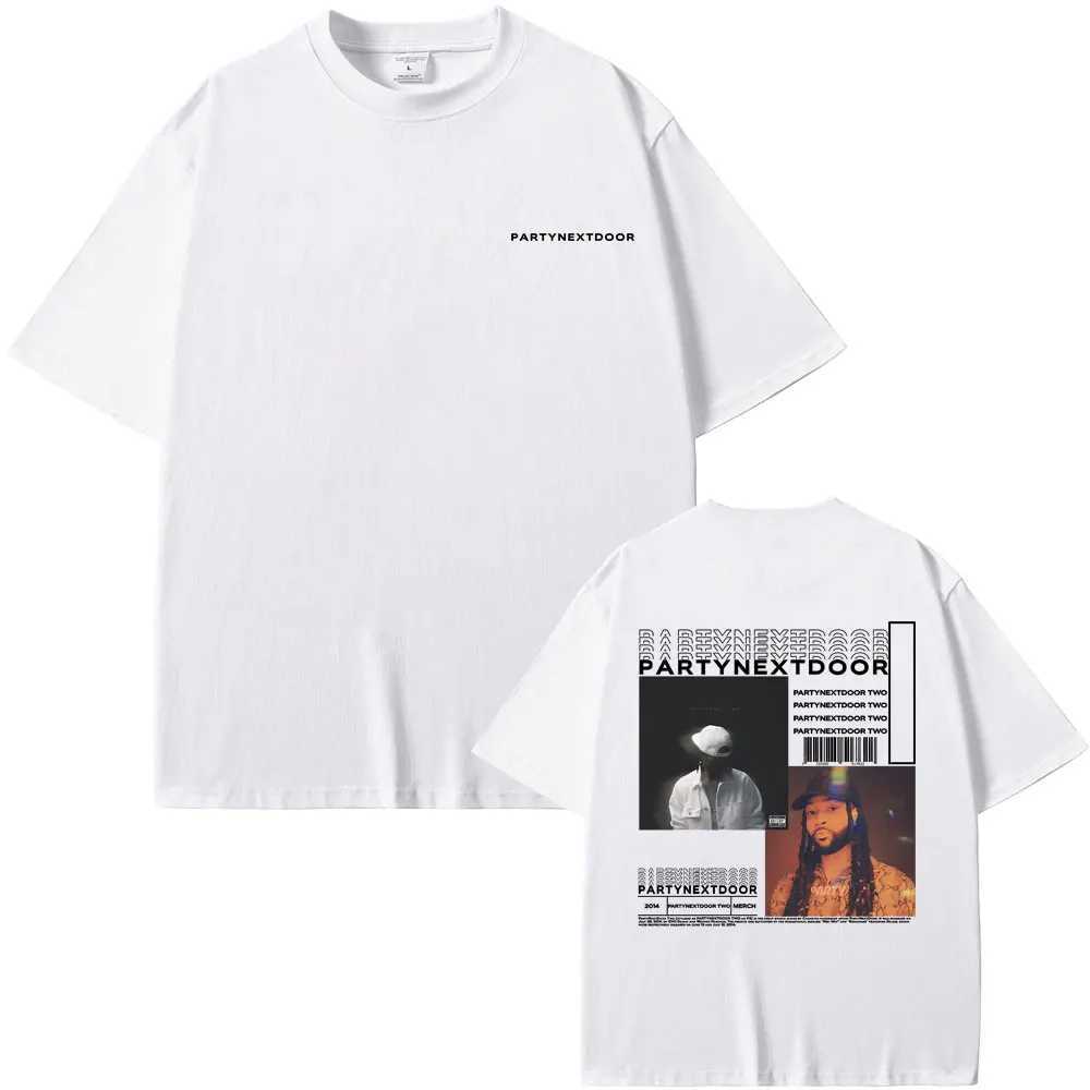 Rapper Partynextdoor Two Album Double Sided Print Tshirt Male Hip Hop Vintage T-shirts Mens Oversized Strtwear X241228